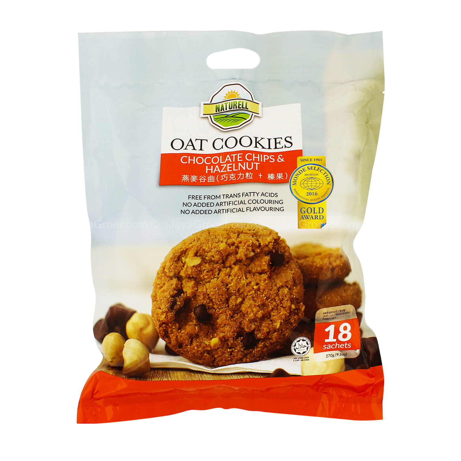 Naturell Chocolate Chips & Hazelnut Oat Cookies 270g
