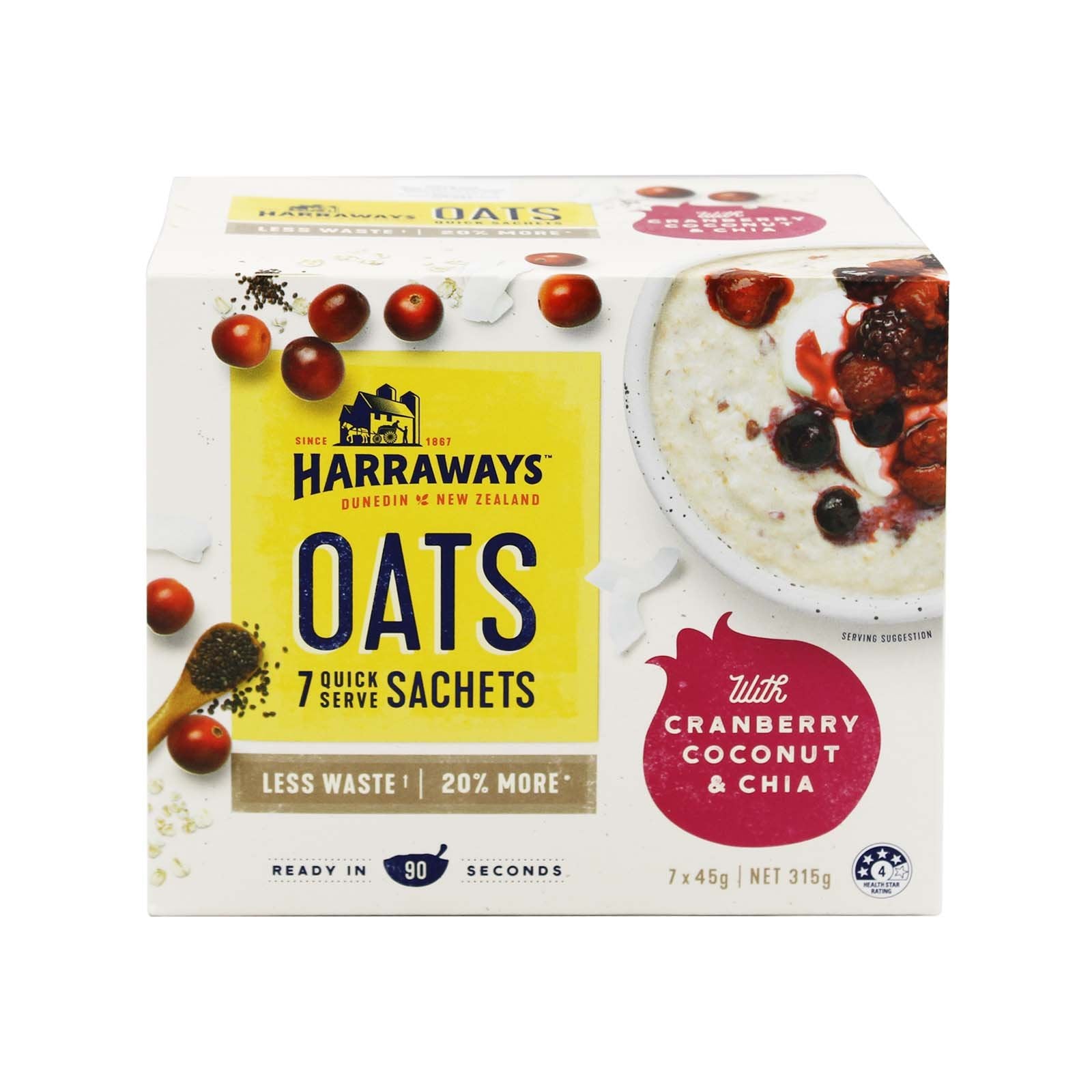 Harraways sachets cberry,cnut&chia 7x45g