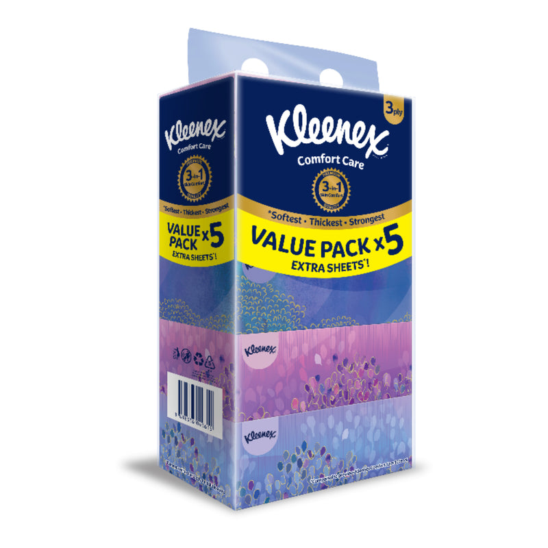 Kleenex Family Box Facial Tissue 3Ply 90pcs x 5