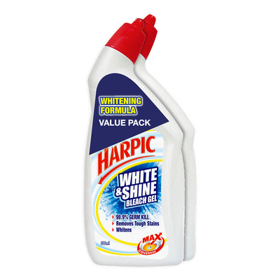 Harpic White and Shine Bleach Gel Toilet Cleaner 500ml x 2