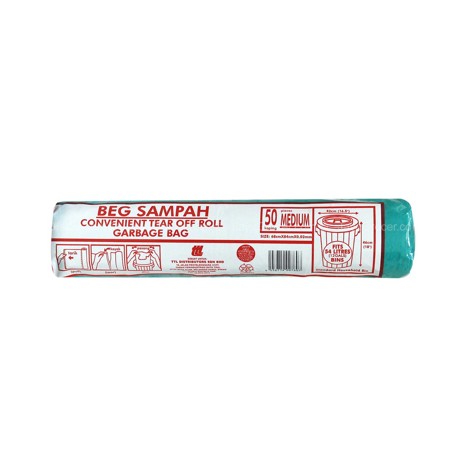 TTL HDPE Garbage Roll (Medium) 68 x 84cm 50pcs/pack