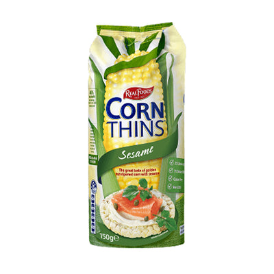 Real Foods Sesame Organic Corn Thins 150g