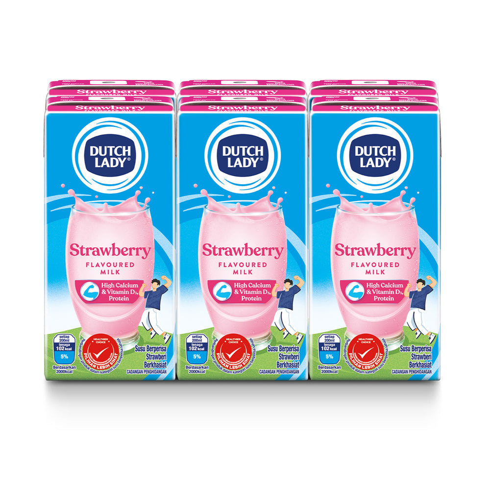 Dutch Lady Pure Farm Strawberry UHT Milk 200ml x 6