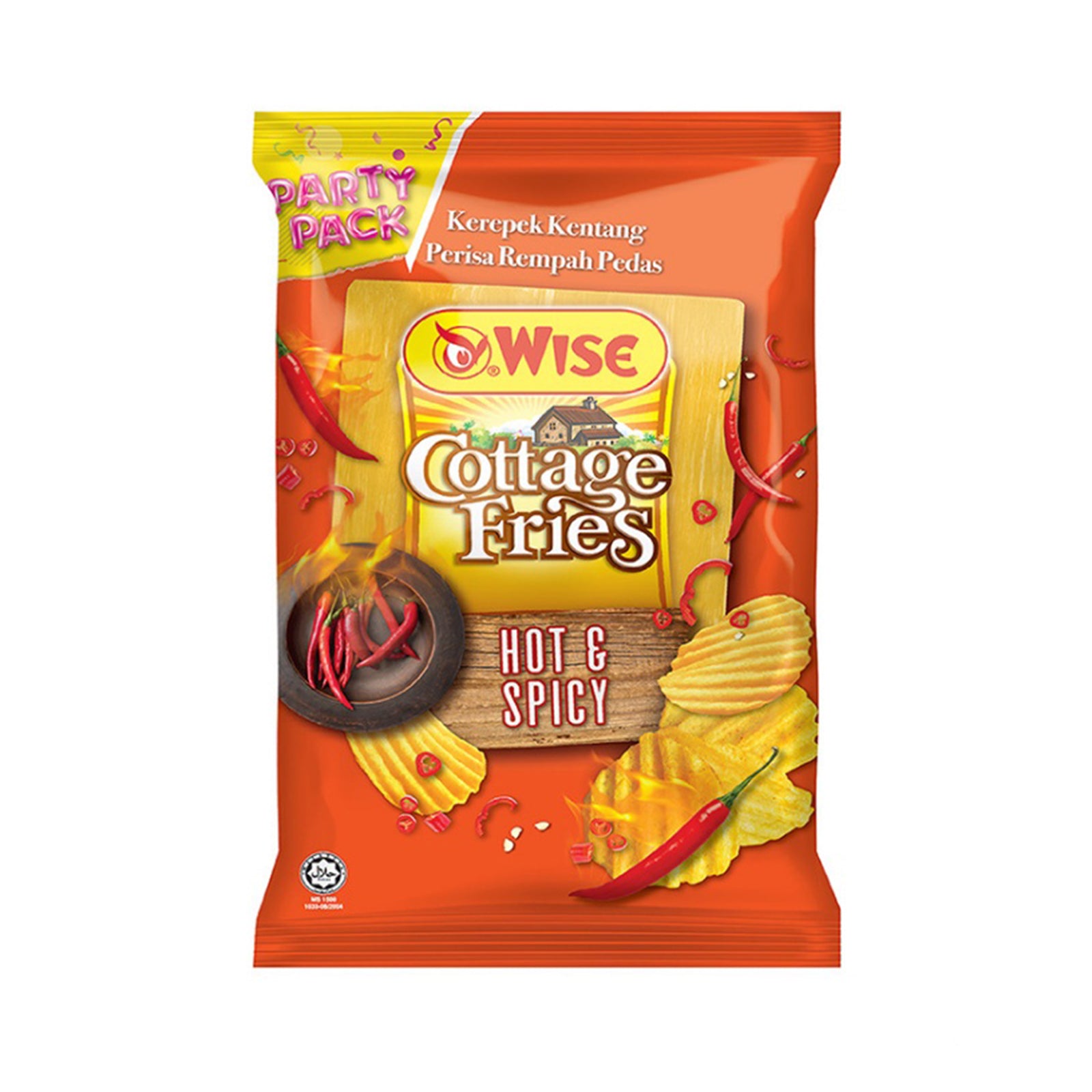 Wise Party Pack Hot And Spicy Crinkle Cut Potato Chips 150g