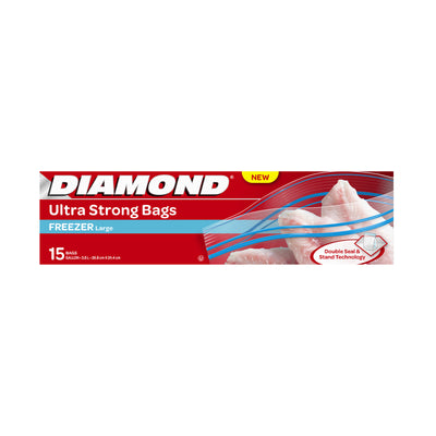 Diamond Freezer Zipper Storage Bags Large 15pcs/pack