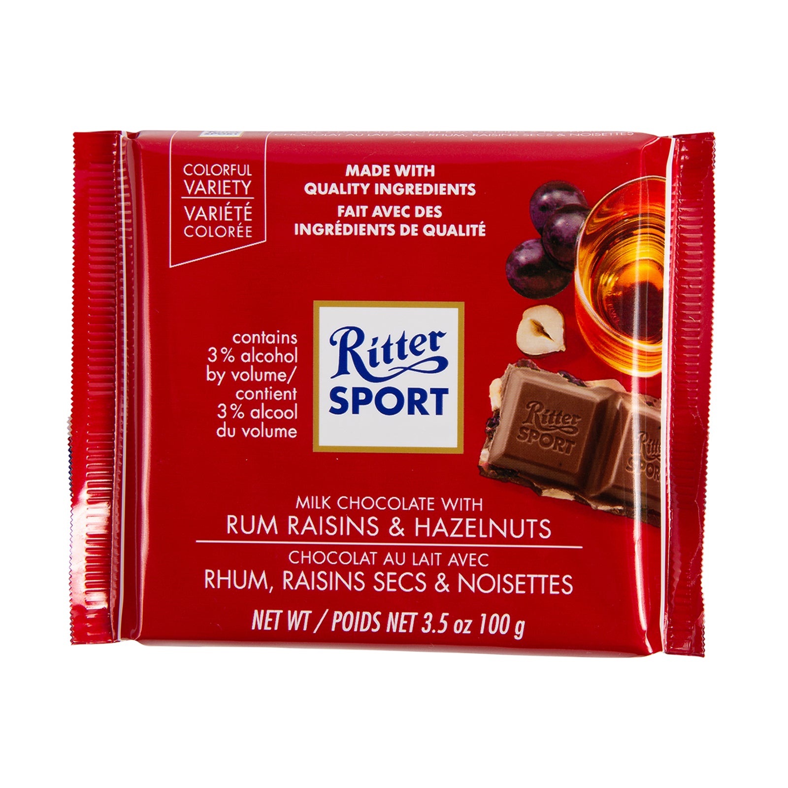 [NON-HALAL] Ritter Sport Rum-Rasin and Hazelnut Chocolate Bar 100g