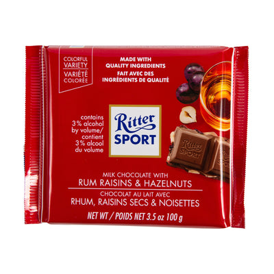[NON-HALAL] Ritter Sport Rum-Rasin and Hazelnut Chocolate Bar 100g