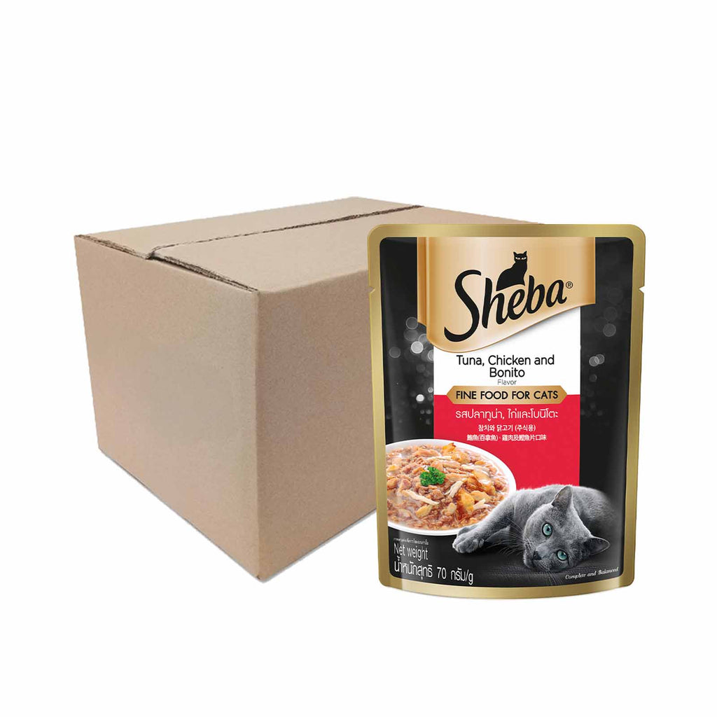 Sheba Pouch Tuna And Chicken With Bonito Flake Flavour Wet Cat Food 70g