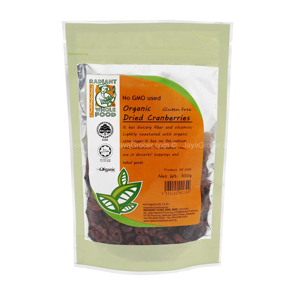 RADIANT ORGANIC DRIED CRABERRIES 100G *1 (highest price)