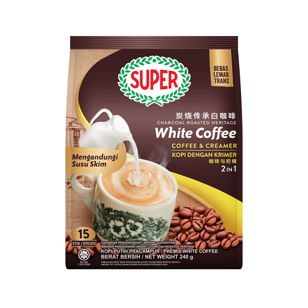 Super Charcoal Roasted Coffee & Creamer Instant 2 in 1 White Coffee 16g x 15