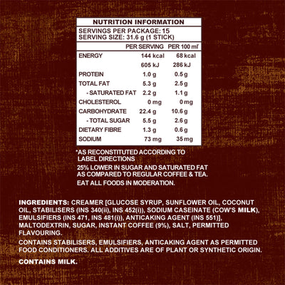 Old Town Less Sugar Instant 3 in 1 Premix White Coffee 31.6g x 15