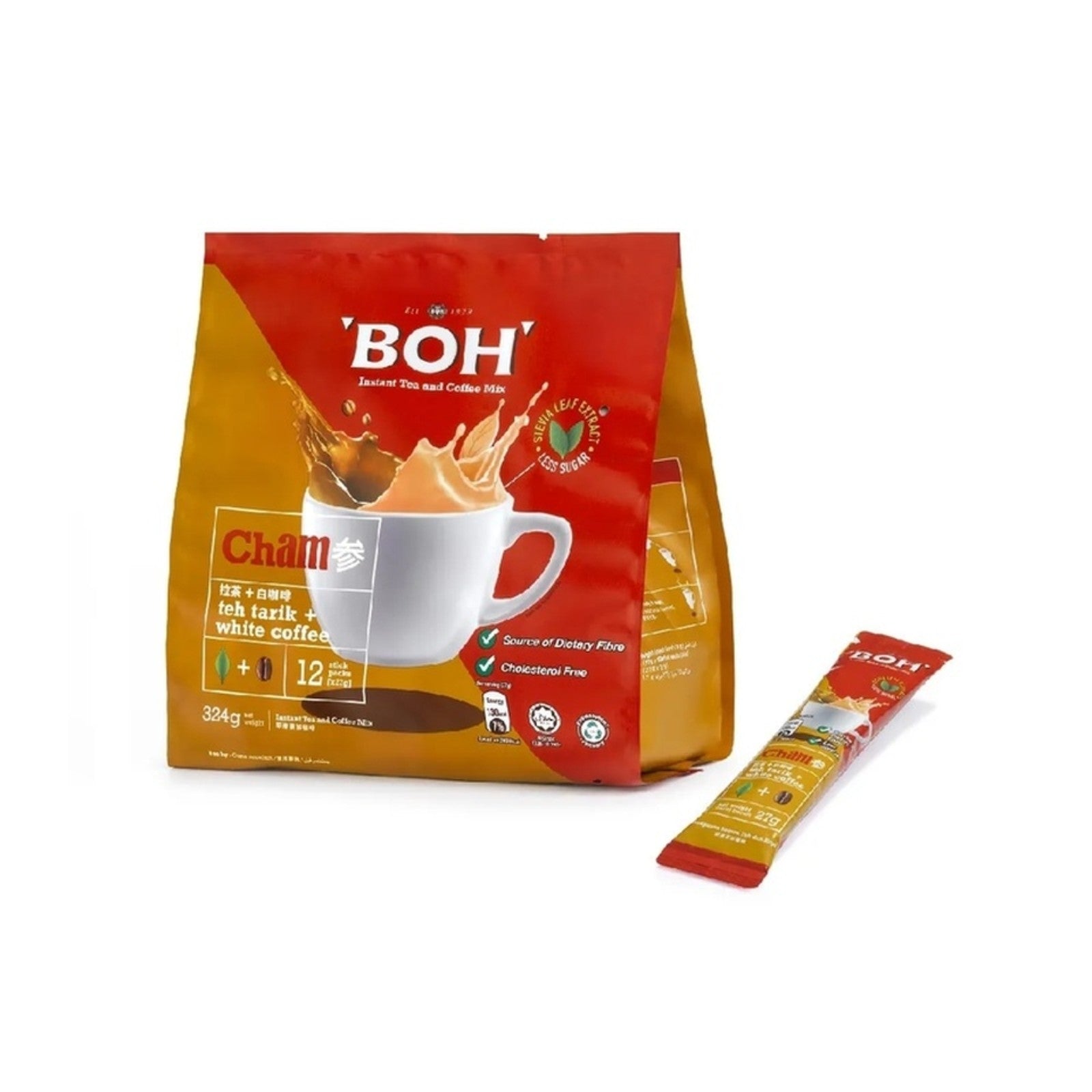 Boh Cham Teh Tarik + White Coffee Instant Mix 324g
