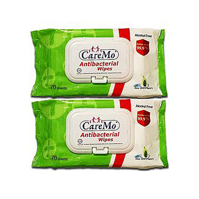 Caremo Anti-Bacterial Wipes 70pcs x 2