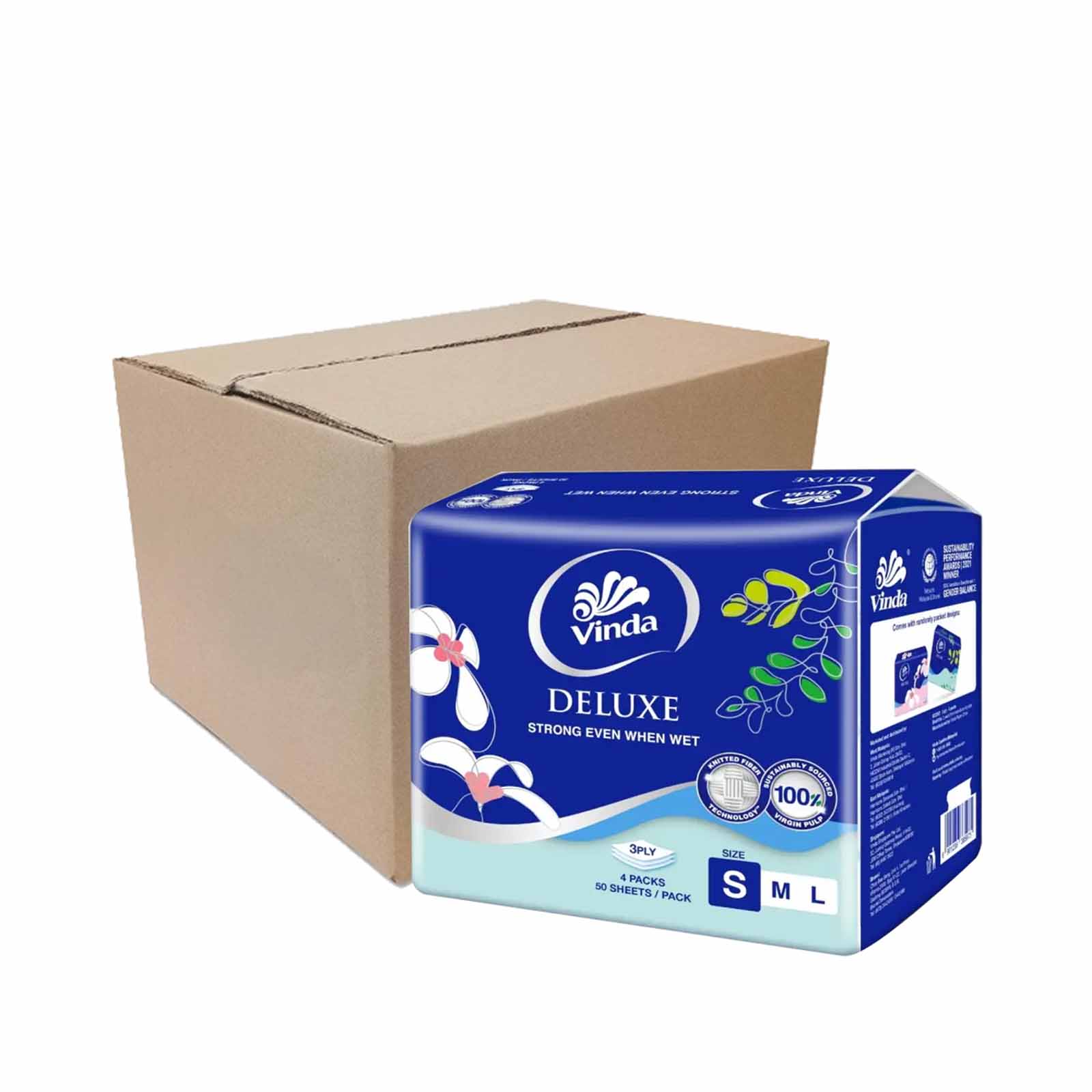 Vinda Deluxe 3Ply Softpack Tissue 50pcs x 4
