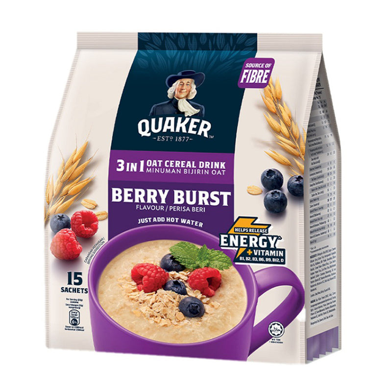 Quaker 3 in 1 Oat Cereal Drink Berry Burst 30g x 15