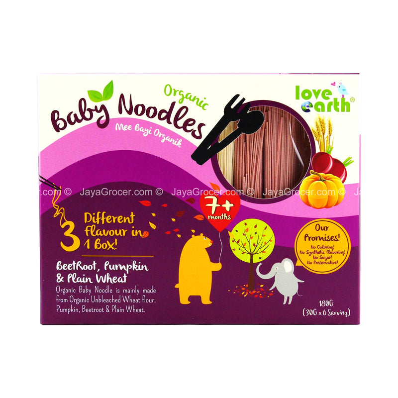 Love Earth Organic Baby Noodles Beetroot, Pumpkin and Plain Wheat 180g