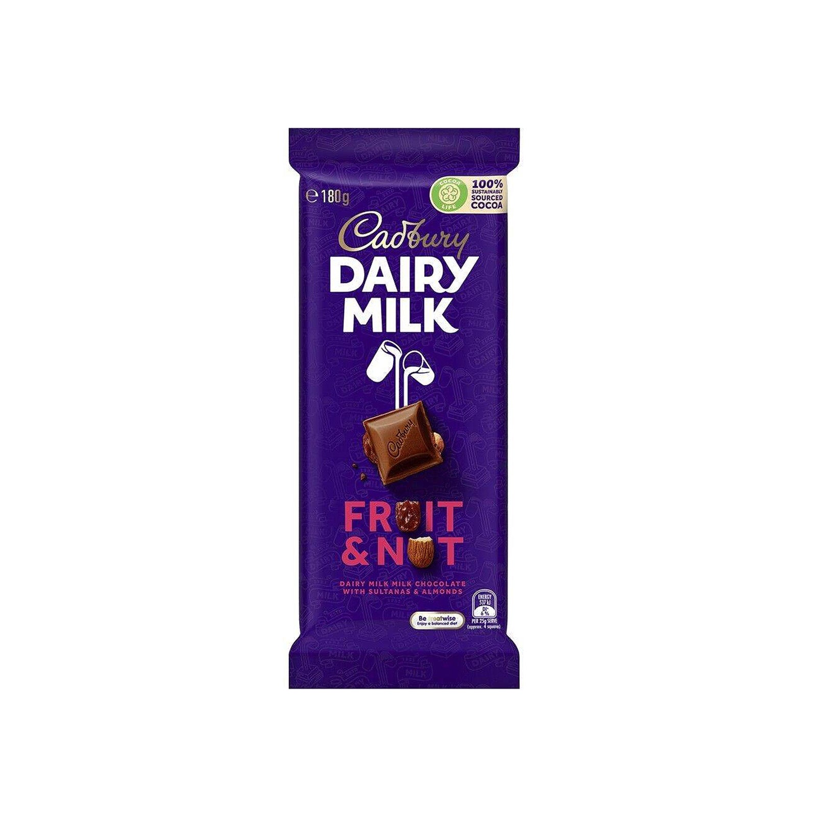 Cadbury Dairy Milk Fruit and Nut Chocolate Bar 180g