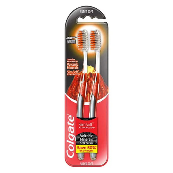 Colgate SlimSoft Advanced Volcanic Toothbrush 2pcs/pack