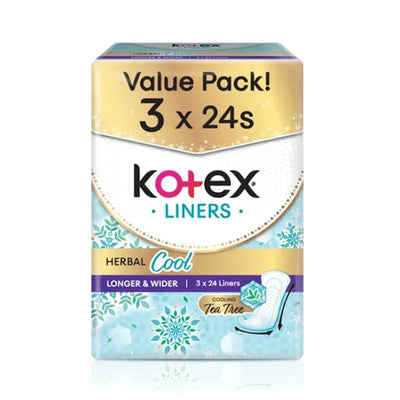 Kotex Liner Herbal Cool Longer And Wider 24sheets x 3