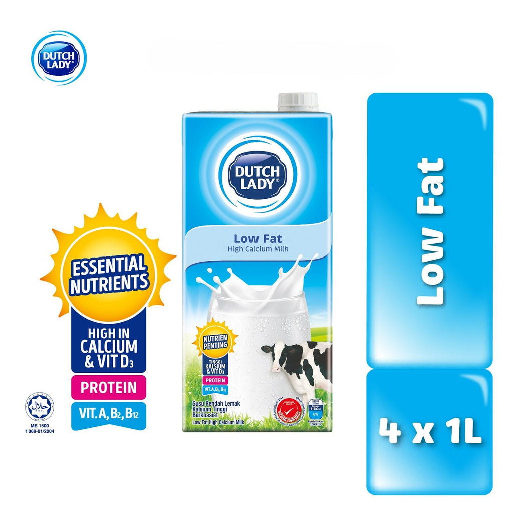 Dutch Lady UHT Low Fat Milk 1L x 4