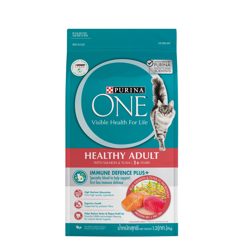 Purina One Healthy Adult Salmon and Tuna Dry Cat Food 1.2kg