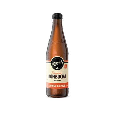 Remedy Organic Kombucha Bottle Mango Passionfruit 330ml