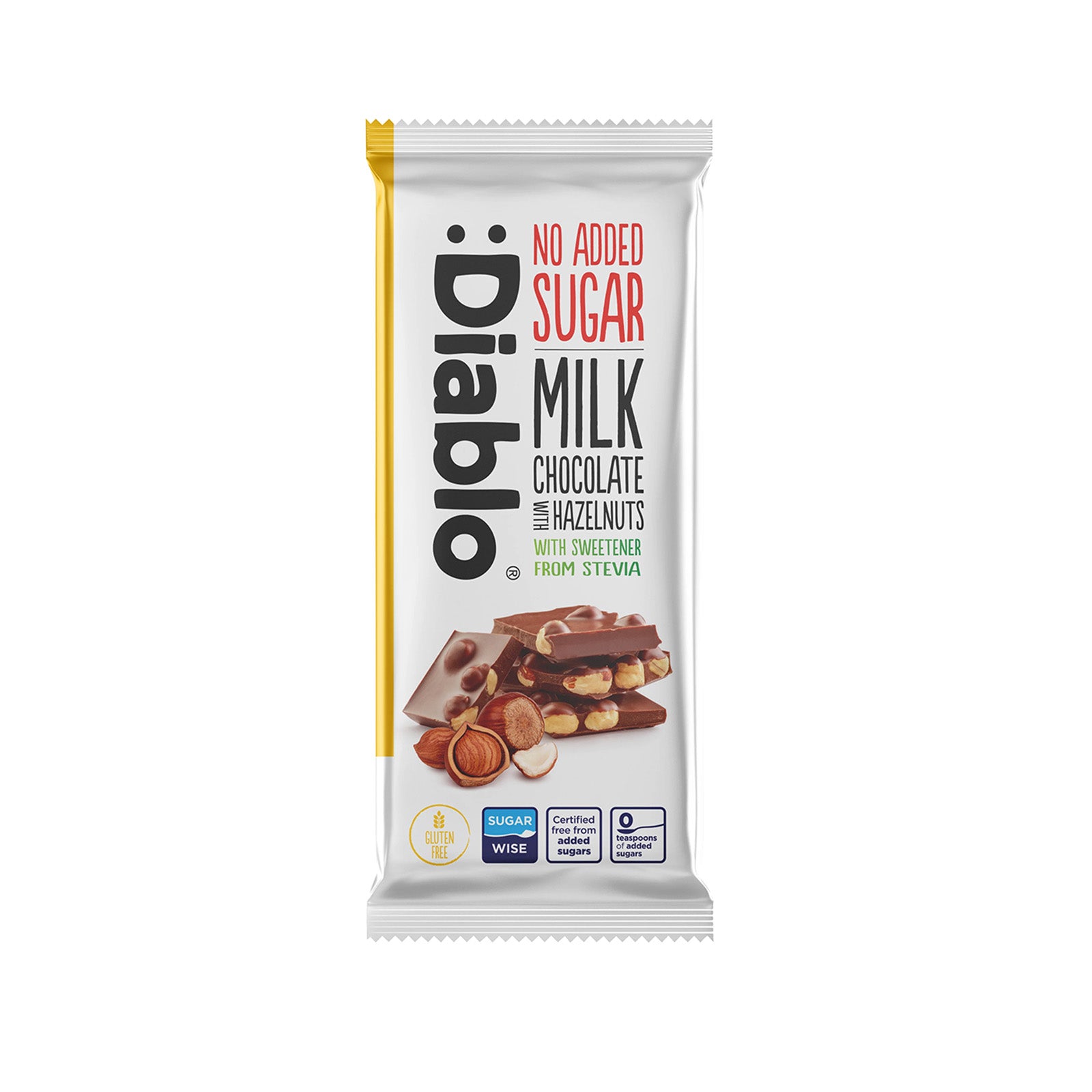 Diablo Stevia Milk Chocolate Hazelnuts 75g