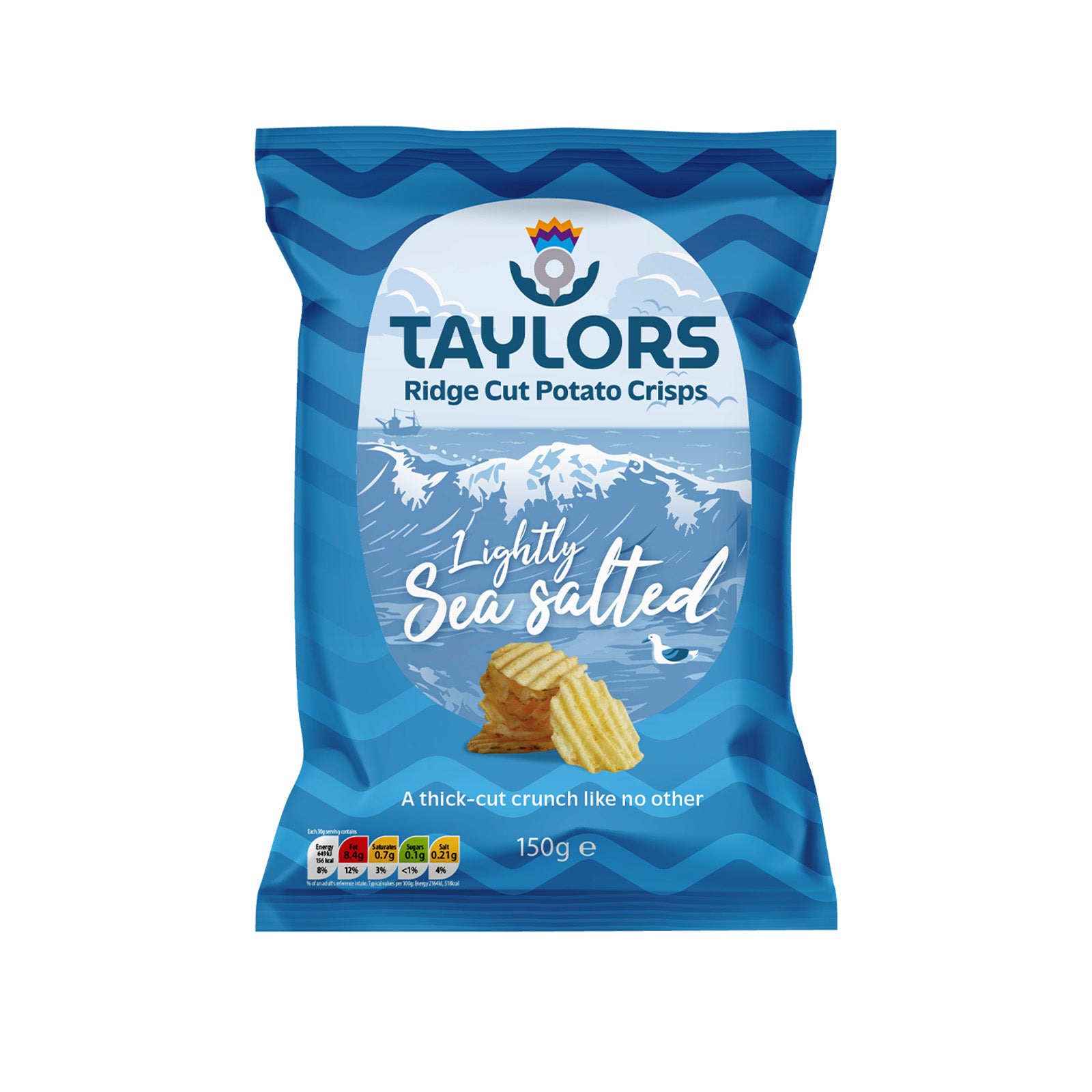 Taylors Lightly Sea Salted Ridge Potato Chips 150g
