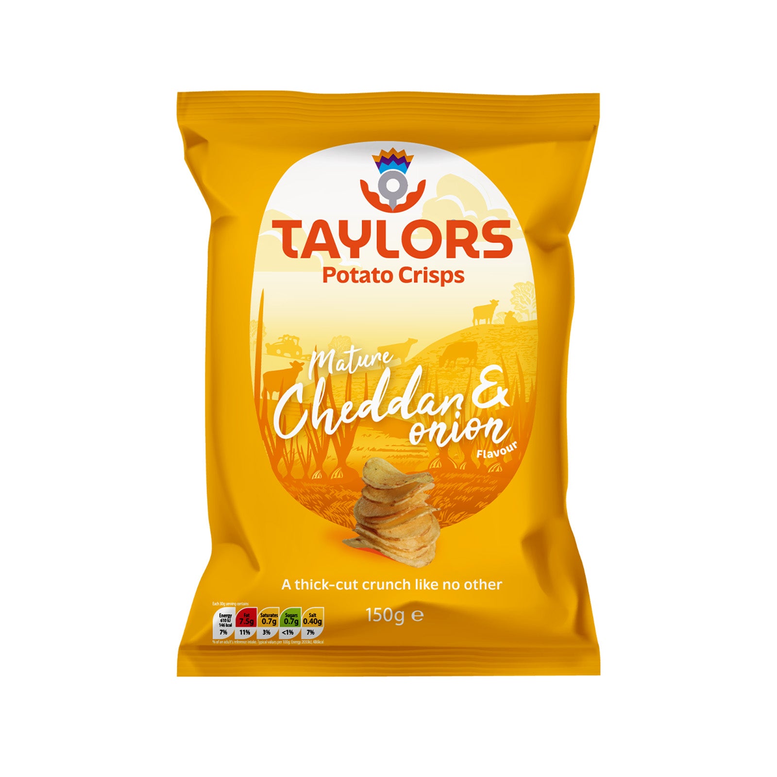 Taylors Mature Cheddar and Onion Potato Crisps 150g