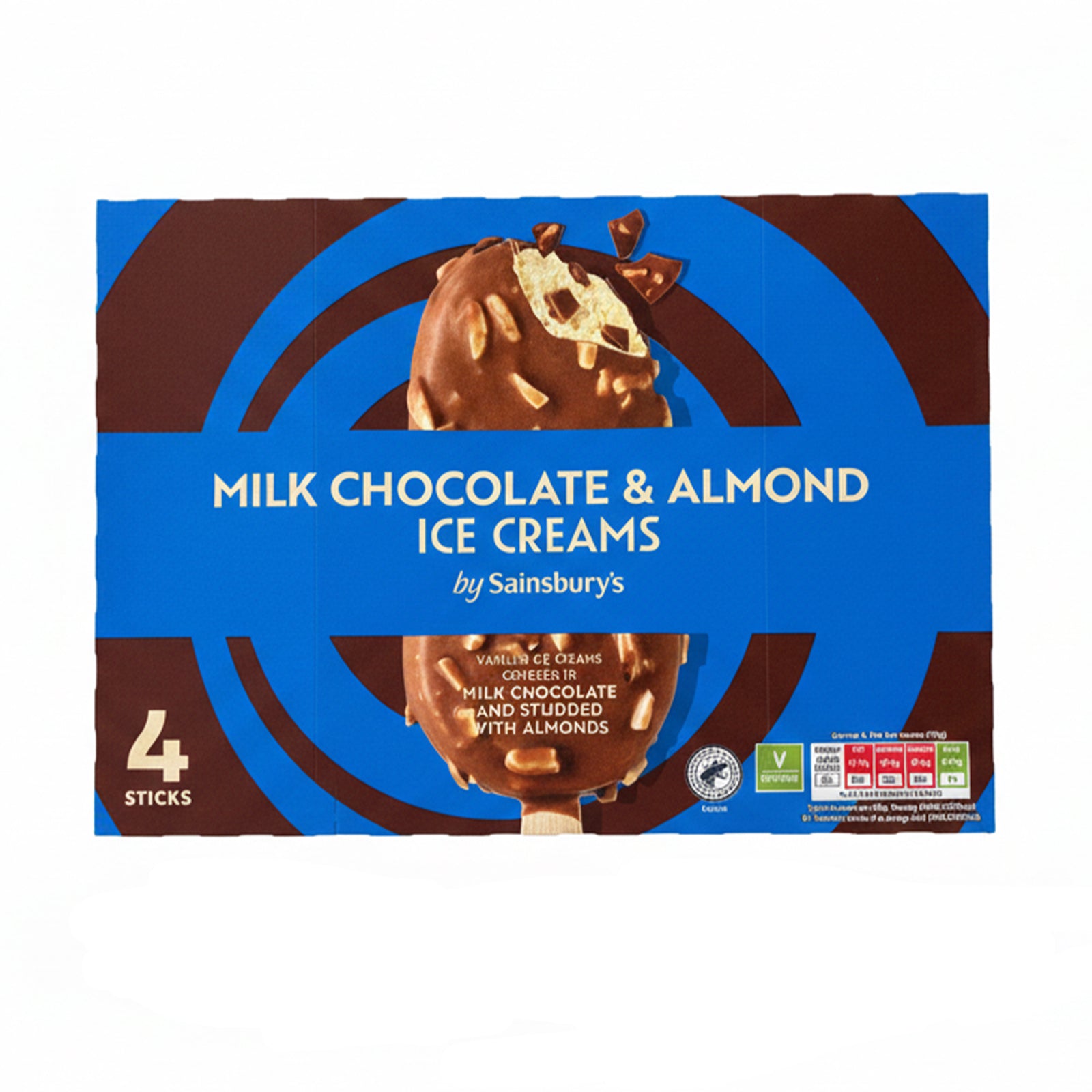 Sainsbury's Milk Chocolate and Almond Ice Cream Sticks 110ml x 4