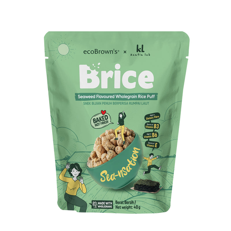 Eco Brown Brice Seaweed Flavor Whole Grain Rice Puff Snack 40g