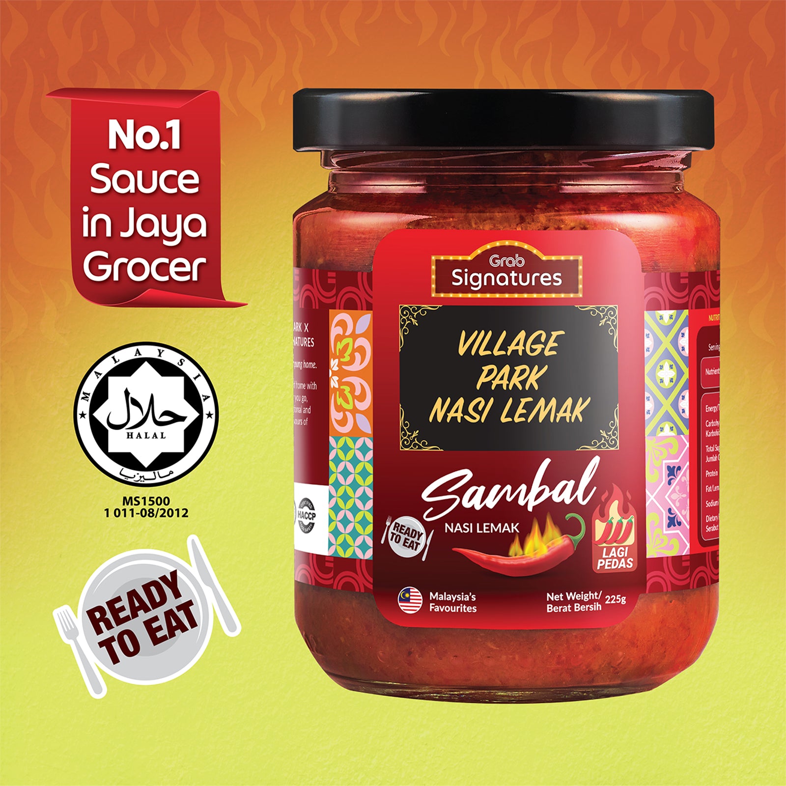 Grab Siganture Village Park Nasi Lemak Lagi Pedas Sambal Jar 225g