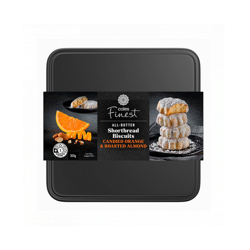 Coles Finest Roasted Almond with Orange Peel Shortbread 350g