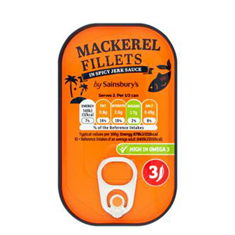 Sainsburys Mackerel Fillet In Spicy Jerk Sauce 125g