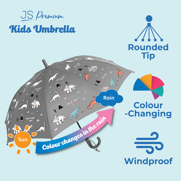 JS Premium Kids Umbrella Grey Dinosaur 1unit