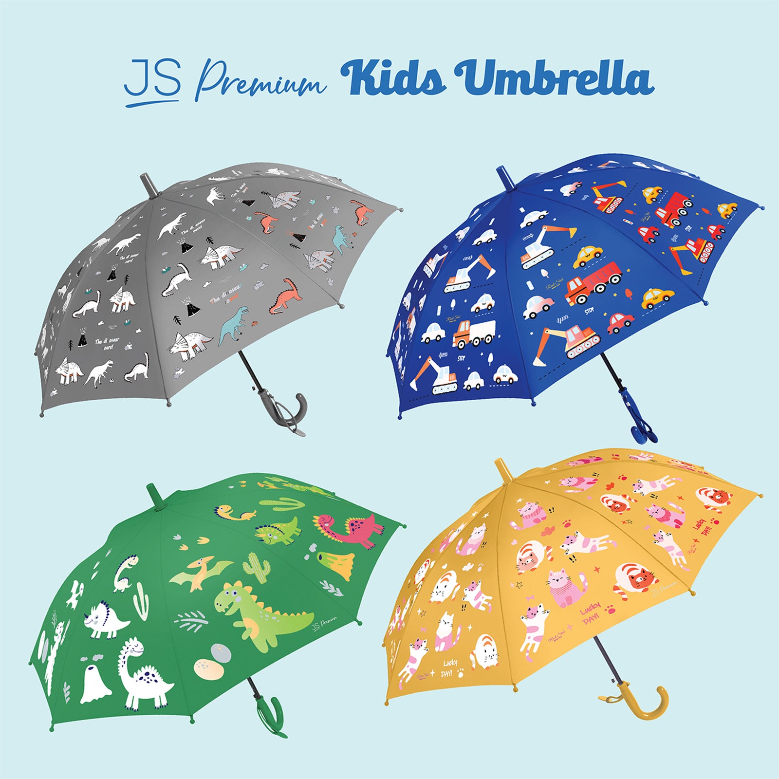 JS Premium Kids Umbrella Blue Excavator 1unit
