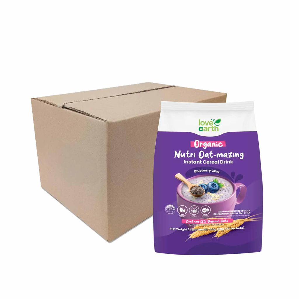Love Earth Nutri Oat-Mazing Instant Cereal Drink Blueberry Chia Seeds 28 x 12