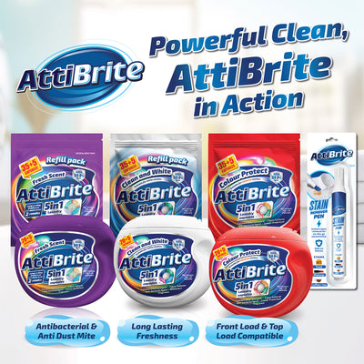 Attibrite Laundry Capsules Clean and White Refill 10g x 35