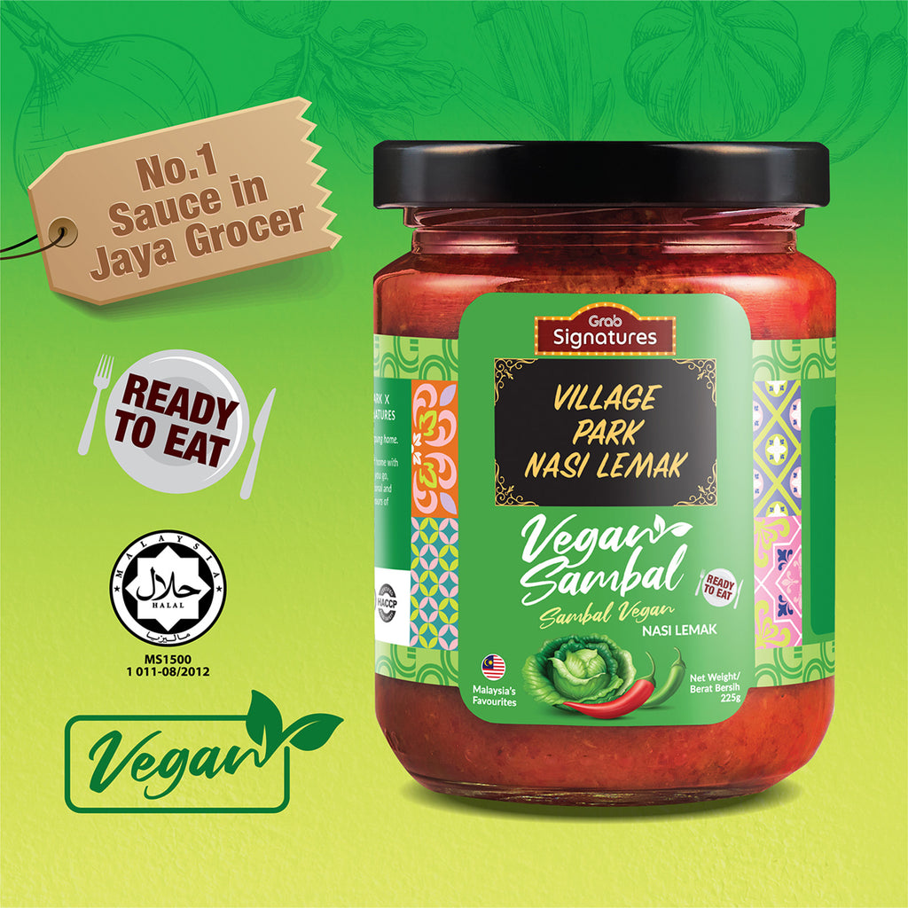 Grab Signatures Village Park Nasi Lemak Vegan Sambal Jar 225g