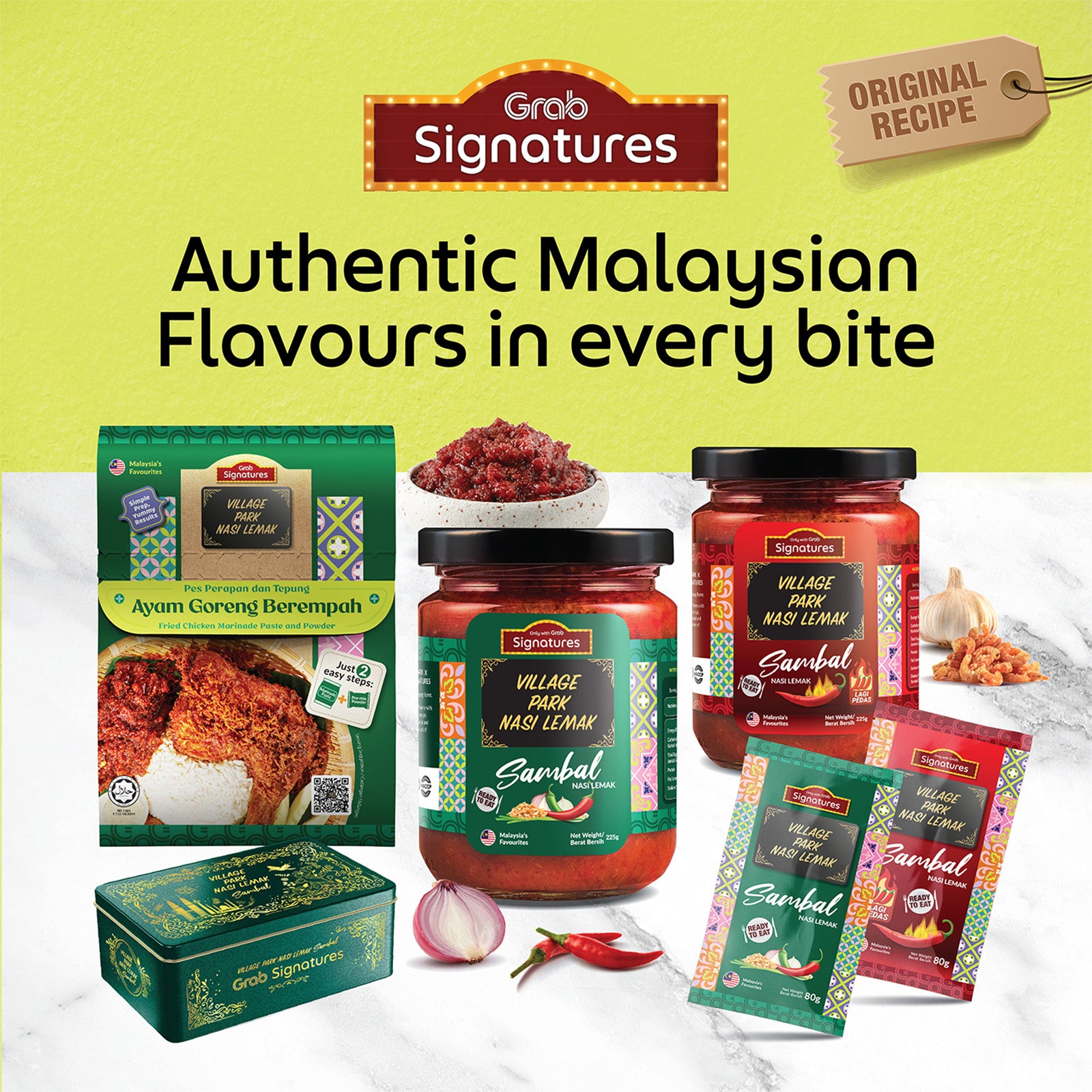 Grab Signatures Village Park Nasi Lemak Vegan Sambal Sachet 80g