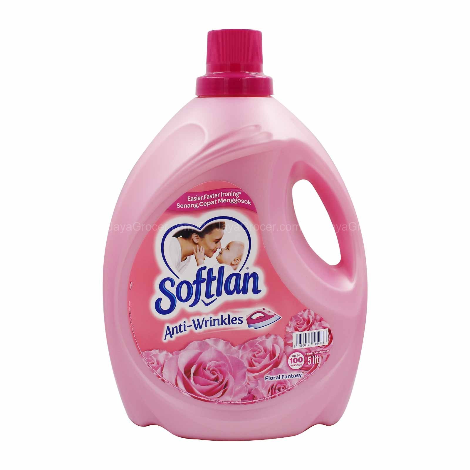 Softlan Anti Wrinkles Floral Fantasy Fabric Softener (Pink) 5L
