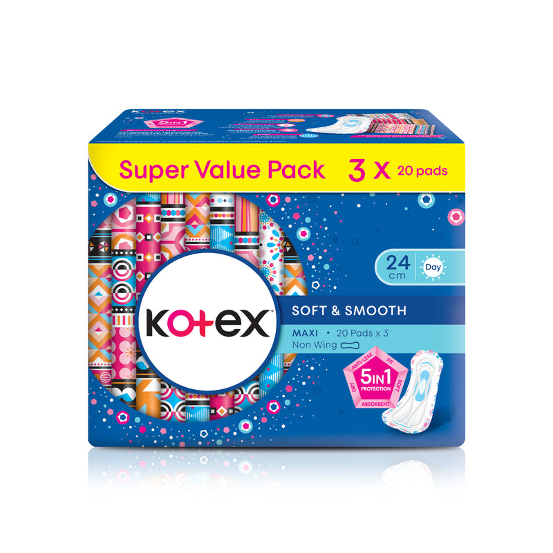 Kotex Soft & Smooth Maxi Non Wing Pad 20pcs x 3