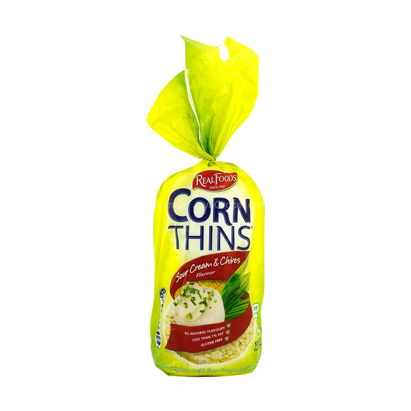 Real Foods Sour Cream and Chives Flavoured Corn Thins 125g