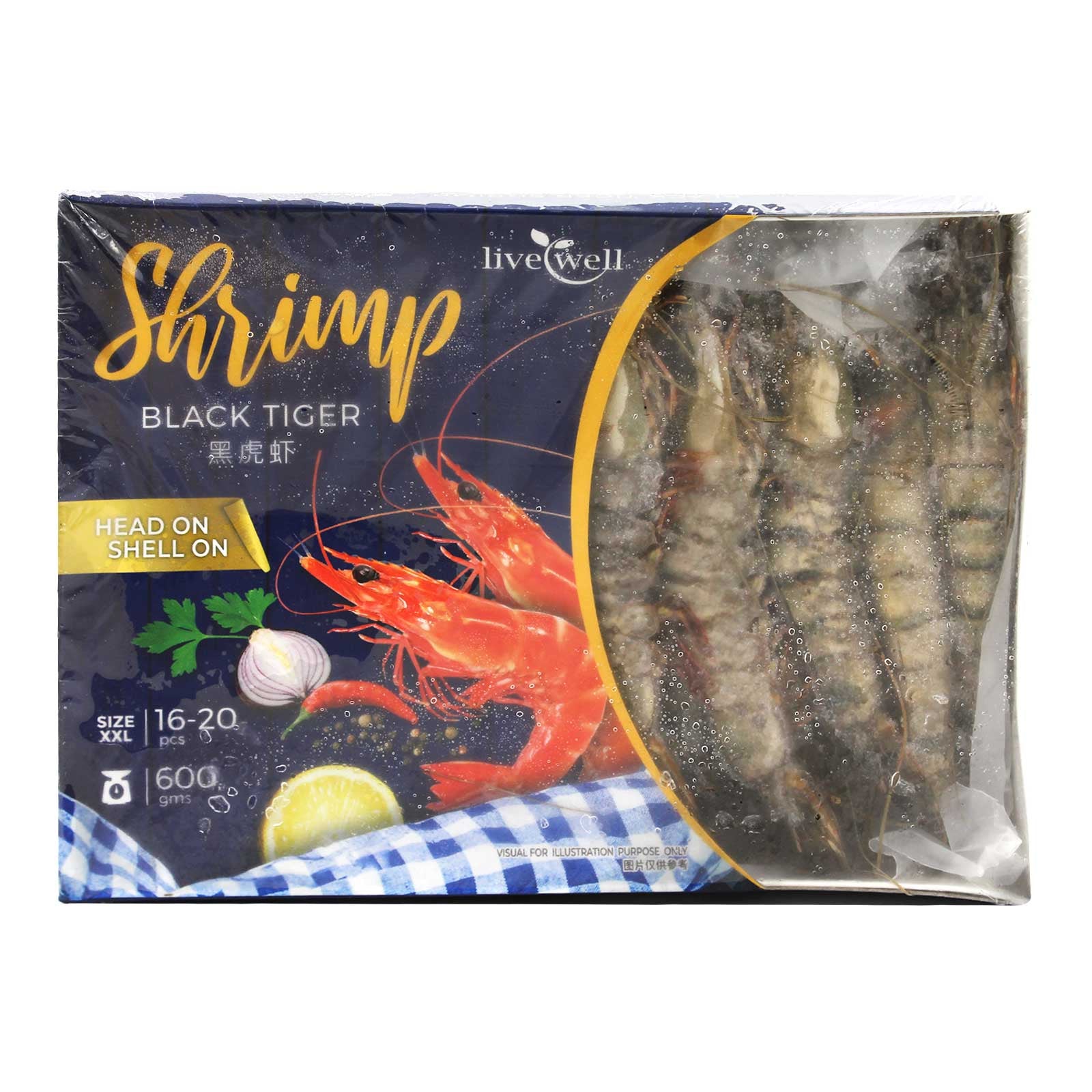 LW BLACK TIGER PRAWN HOSO 600GM