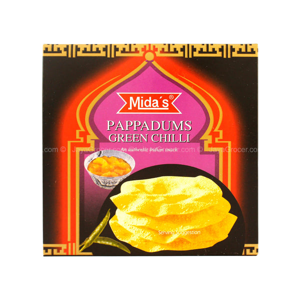 Mida’s Pappadums Green Chilli 110g