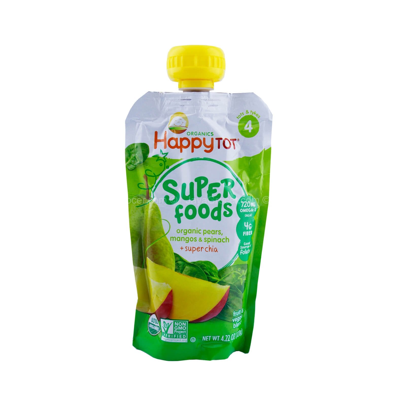 Happy Tot Organic Superfoods Pears, Mangos and Spinach 120g