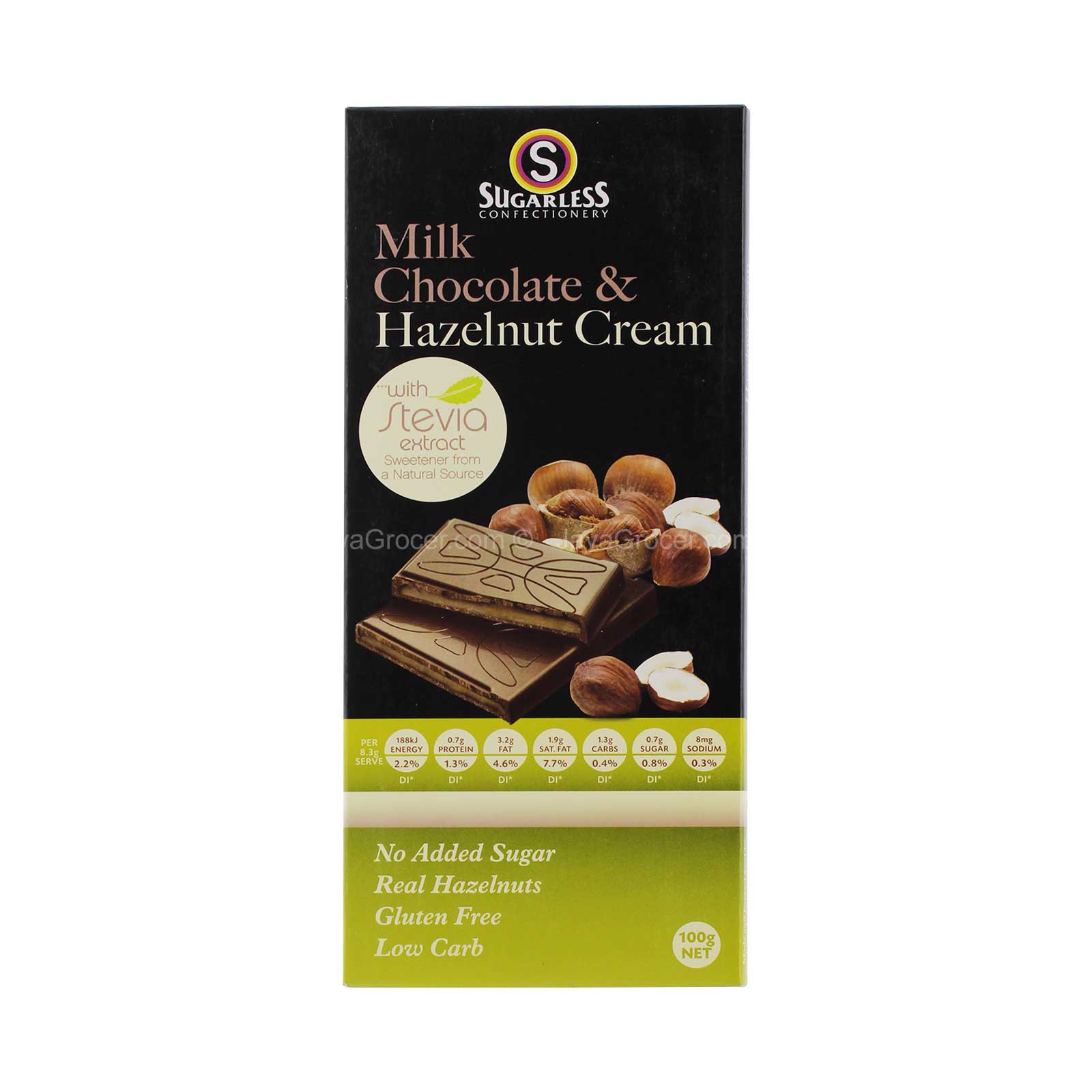 SUGARLESS STEVIA C/MILK H/NUT CRM 100G