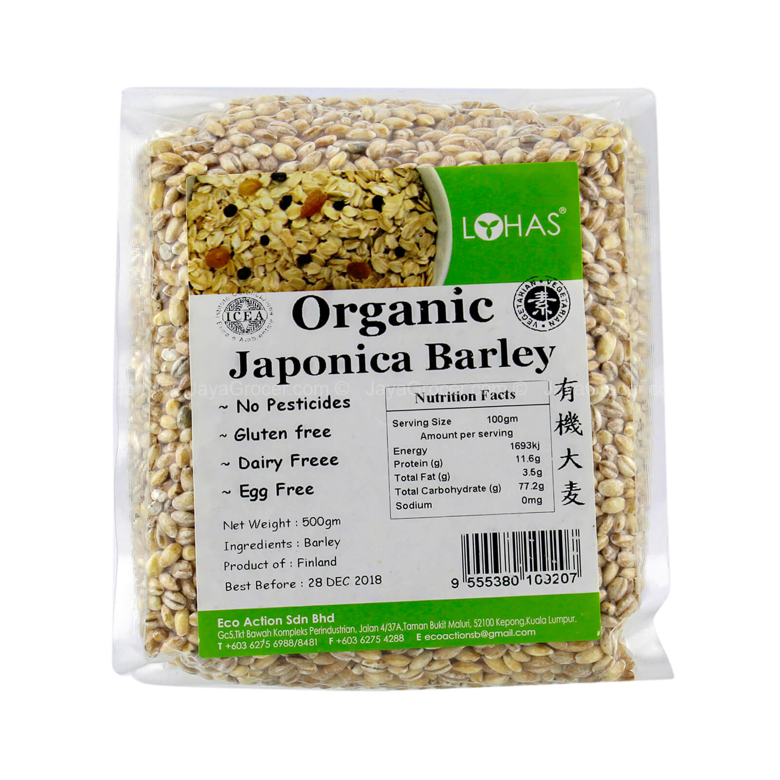 Lohas Organic Japonica Barley 500g