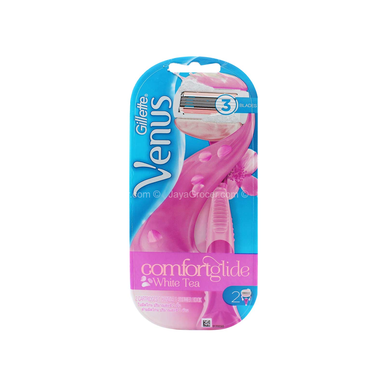 Gillette Venus Comfort Glide White Tea Razor with Razors Cartridge & Shower Hook 1set