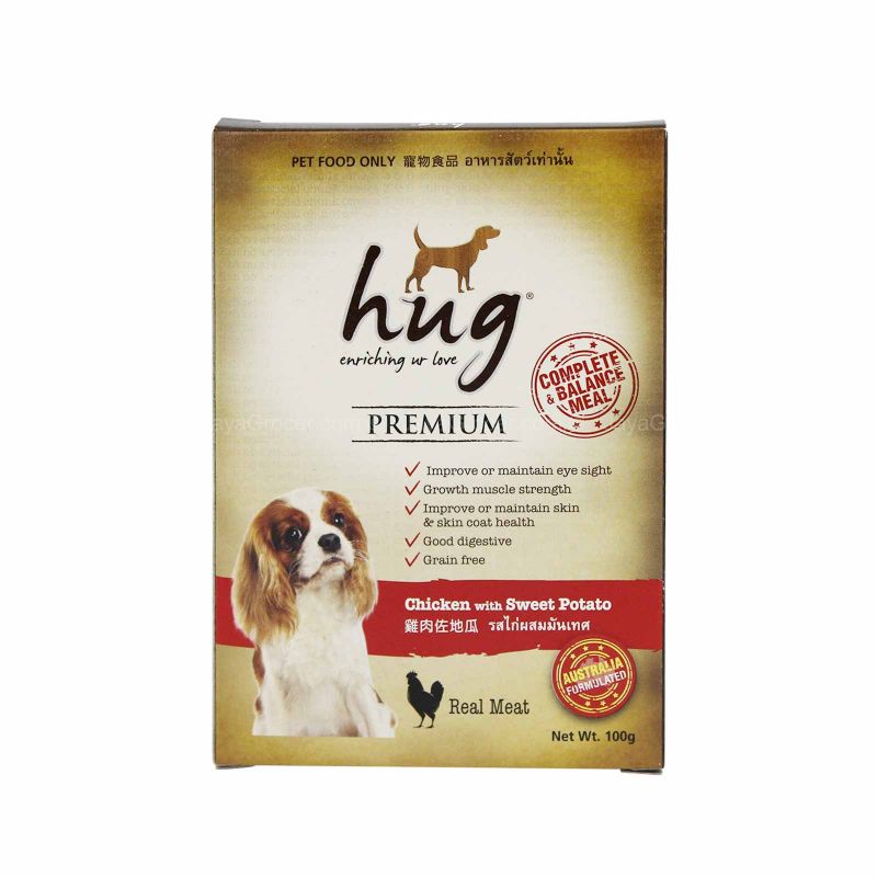 Hug Premium Chicken with Sweet Potato Canned Dog Food 100g – Jaya ...